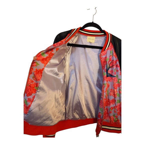 silence + noise Floral Bomber Jacket with Blue Bird Embroidery - Picture 2 of 5